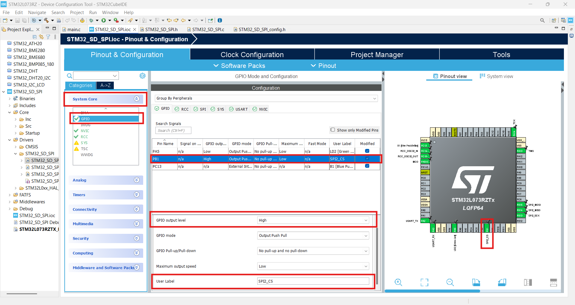 Configuration SPI