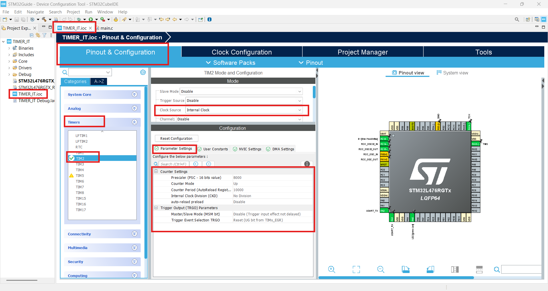 Configuration Timer dans STM32CubeIDE