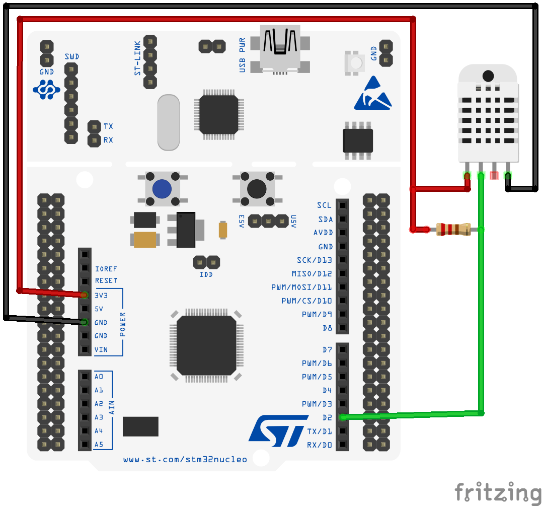 Diagramme de connexion DHT22 avec STM32