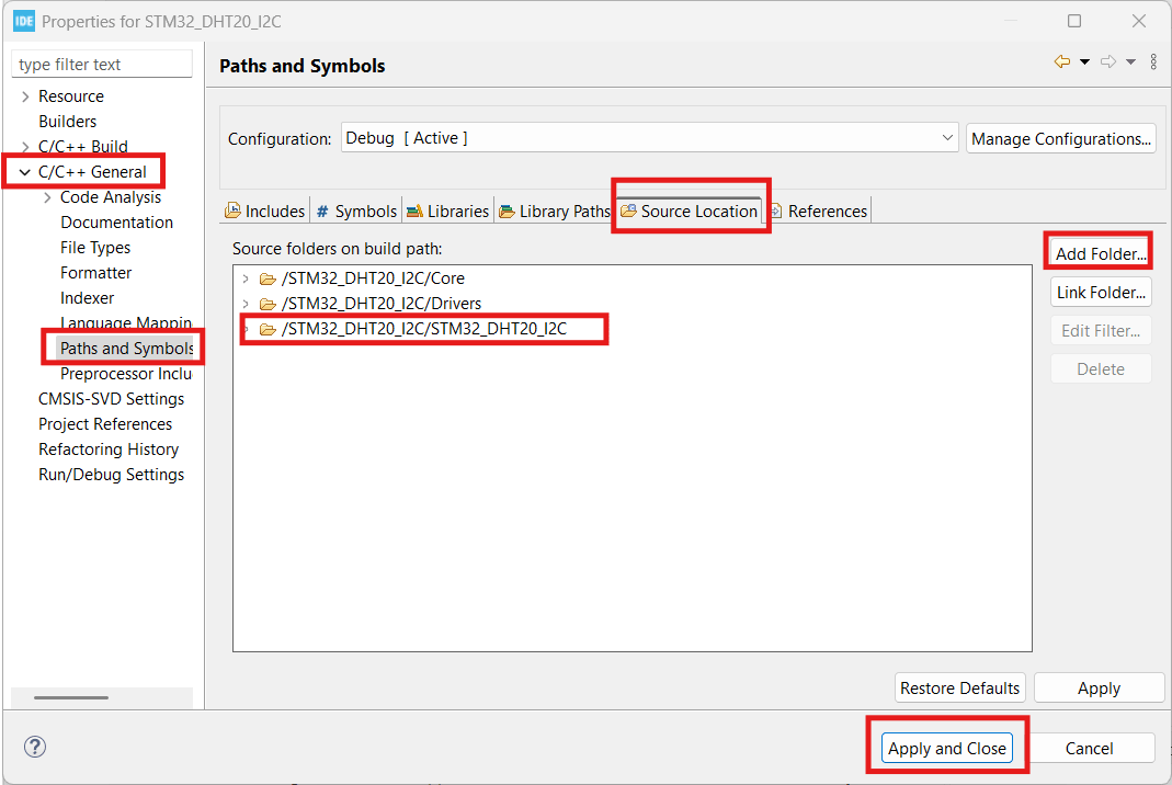 Configuration des chemins d'inclusion dans STM32CubeIDE